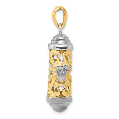 14 Karat Bicolor-Gold 3D-Mesusa-Anhänger in Bicolor-Gold