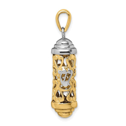 14 Karat Bicolor-Gold 3D-Mesusa-Anhänger in Bicolor-Gold