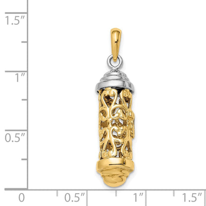 14 Karat Bicolor-Gold 3D-Mesusa-Anhänger in Bicolor-Gold