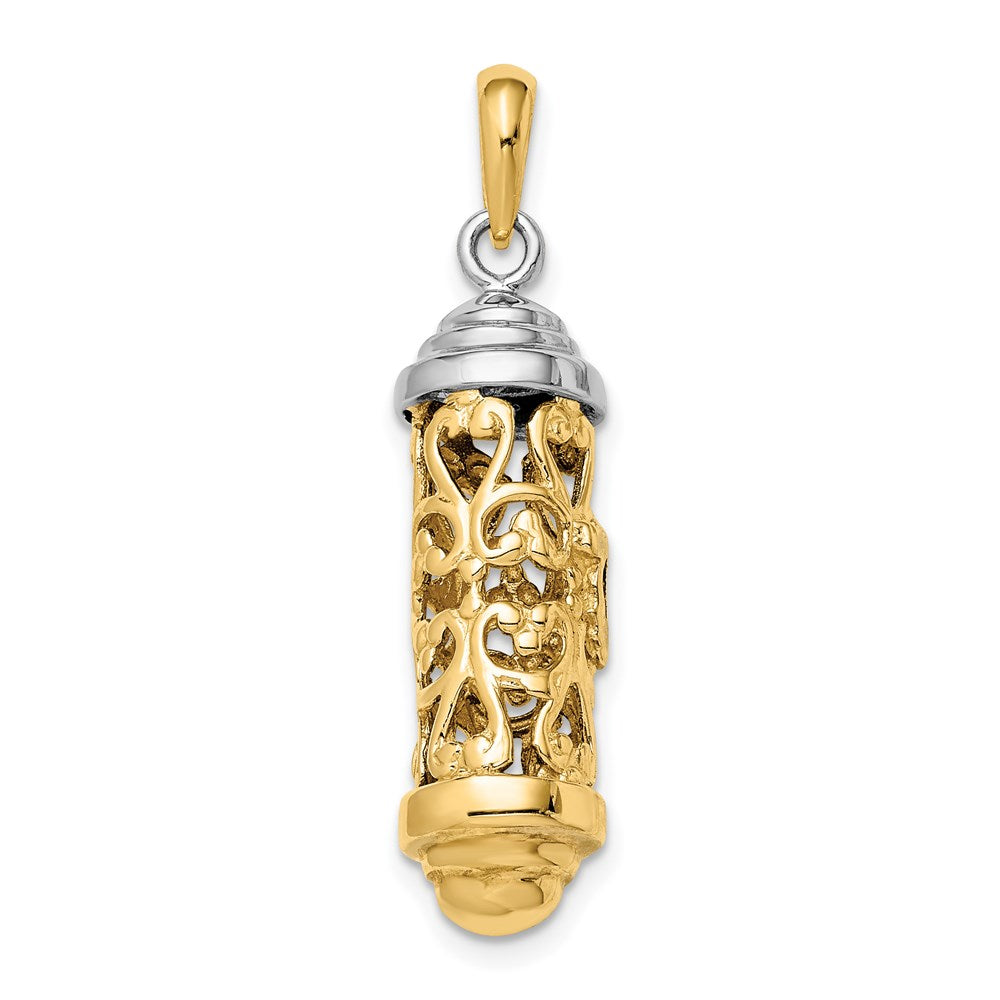 14 Karat Bicolor-Gold 3D-Mesusa-Anhänger in Bicolor-Gold