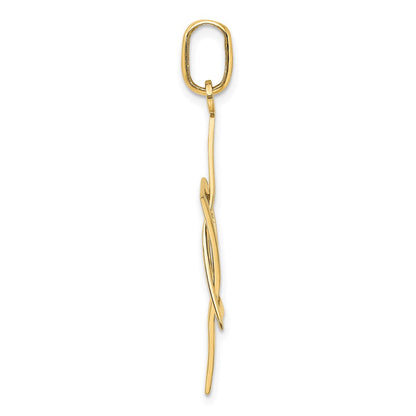 14K Gelb- und Rhodiumgold mit Rhodium Länglicher Davidstern-Charm