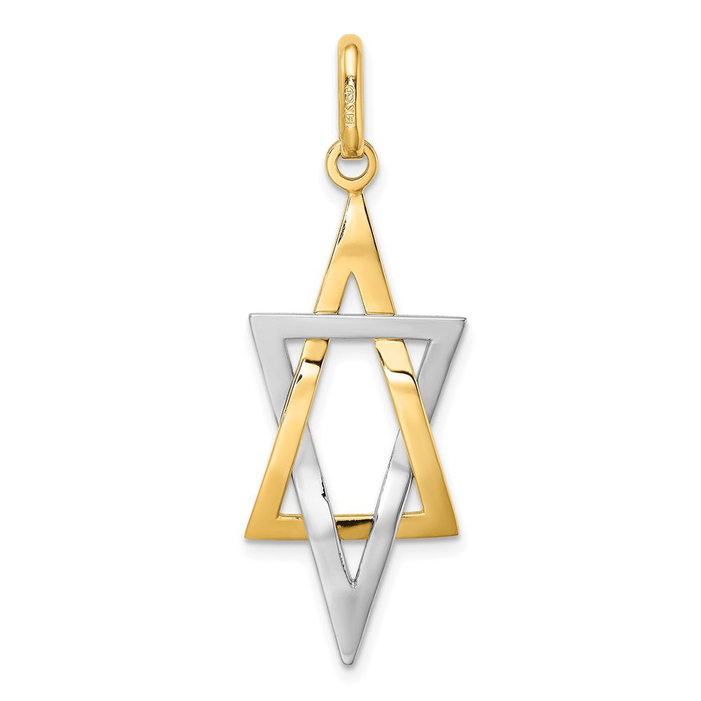 14K Gelb- und Rhodiumgold mit Rhodium Länglicher Davidstern-Charm