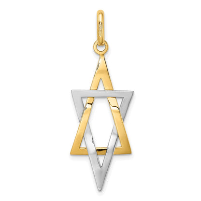 14K Gelb- und Rhodiumgold mit Rhodium Länglicher Davidstern-Charm