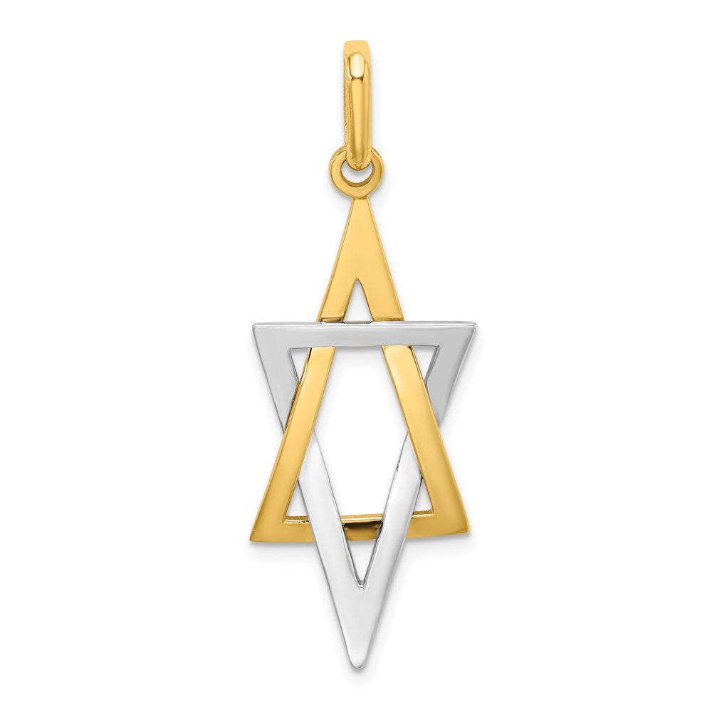 14K Gelb- und Rhodiumgold mit Rhodium Länglicher Davidstern-Charm