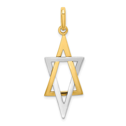 14K Gelb- und Rhodiumgold mit Rhodium Länglicher Davidstern-Charm