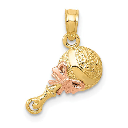 14K Bicolor Baby Rattle Anhänger