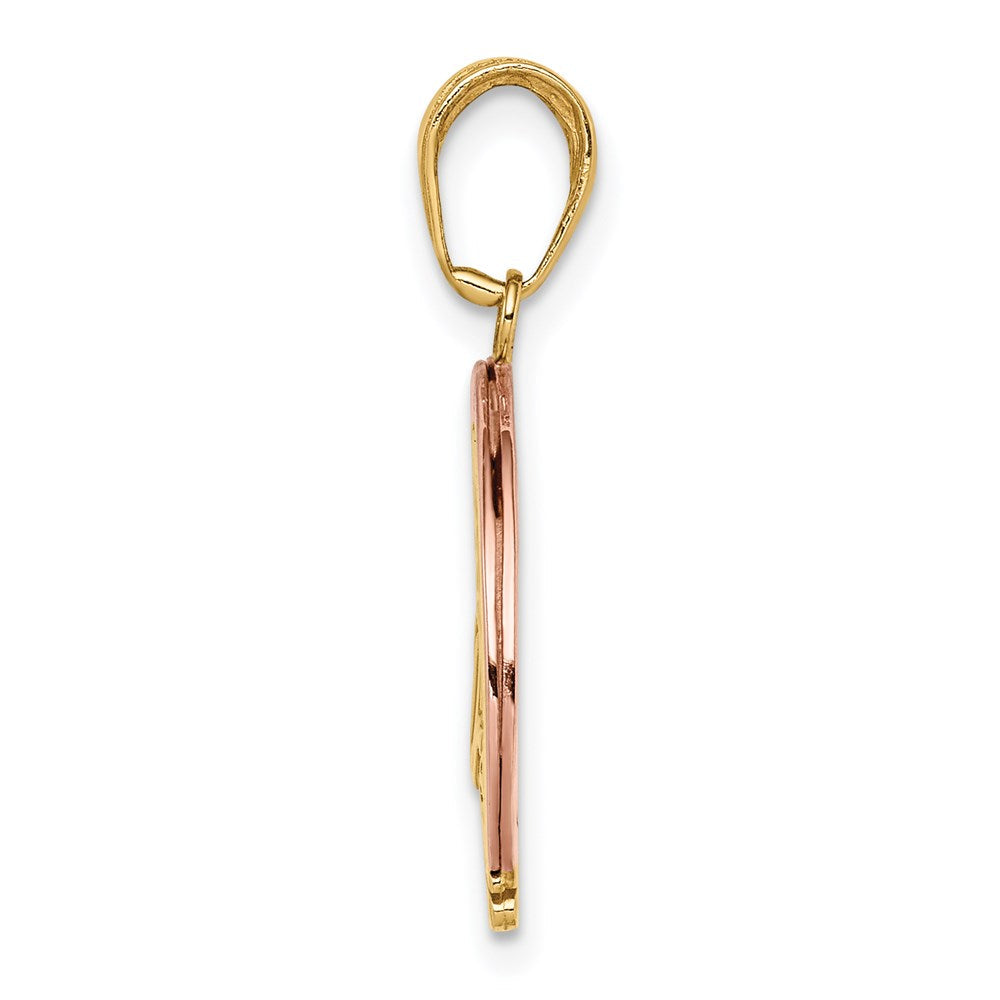 14 Karat Bicolor-Gold mit Weiß-Rhodinierung „FOLLOW YOUR DREAMS“ Regenbogen-Charm