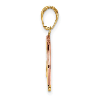 14 Karat Bicolor-Gold mit Weiß-Rhodinierung „FOLLOW YOUR DREAMS“ Regenbogen-Charm