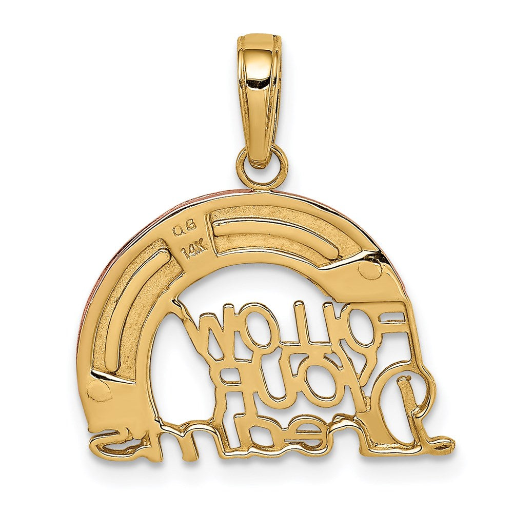 14 Karat Bicolor-Gold mit Weiß-Rhodinierung „FOLLOW YOUR DREAMS“ Regenbogen-Charm