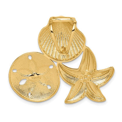 14K Gelb & Rhodium Gold & Rhodium Meer Leben Anhänger