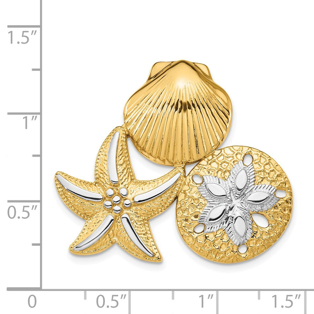 14K Gelb & Rhodium Gold & Rhodium Meer Leben Anhänger