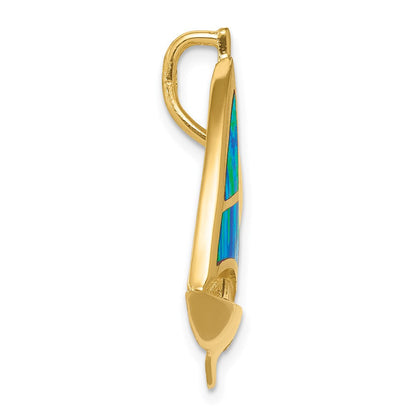 14K Gelbgold Imitat Opal Segelboot Anhänger