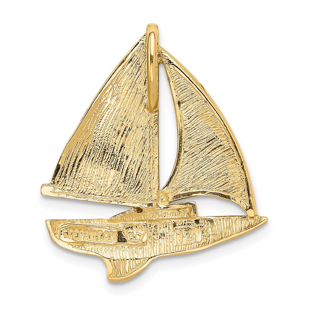 14K Gelbgold Imitat Opal Segelboot Anhänger