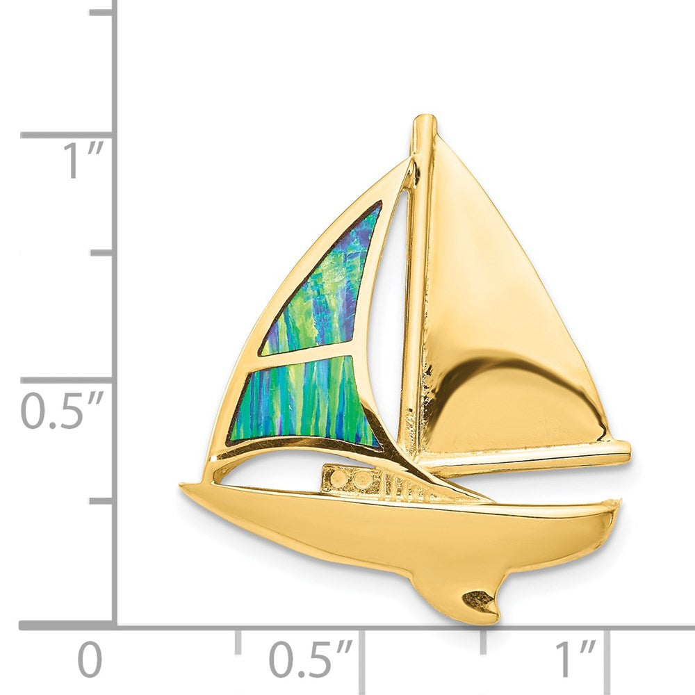 14K Gelbgold Imitat Opal Segelboot Anhänger