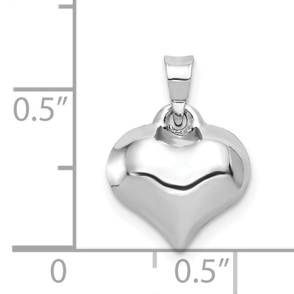 14K Weißgold 3-d Gewölbt Herz Anhänger