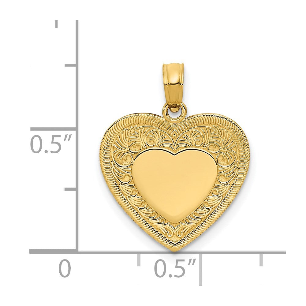 14K Gelbgold Poliert Herz Anhänger