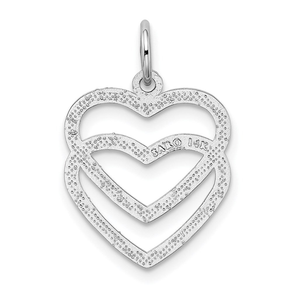 14K Weißgold Doppelt Herz Charm