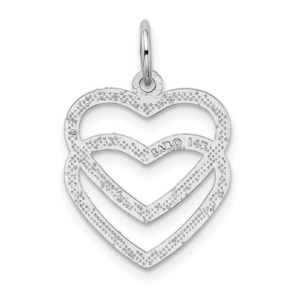 14K Weißgold Doppelt Herz Charm