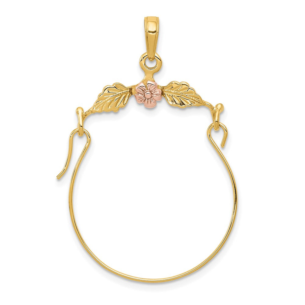 14K Bicolor Leaves mit Blume Charm Halter
