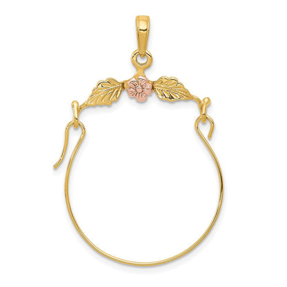 14K Bicolor Leaves mit Blume Charm Halter