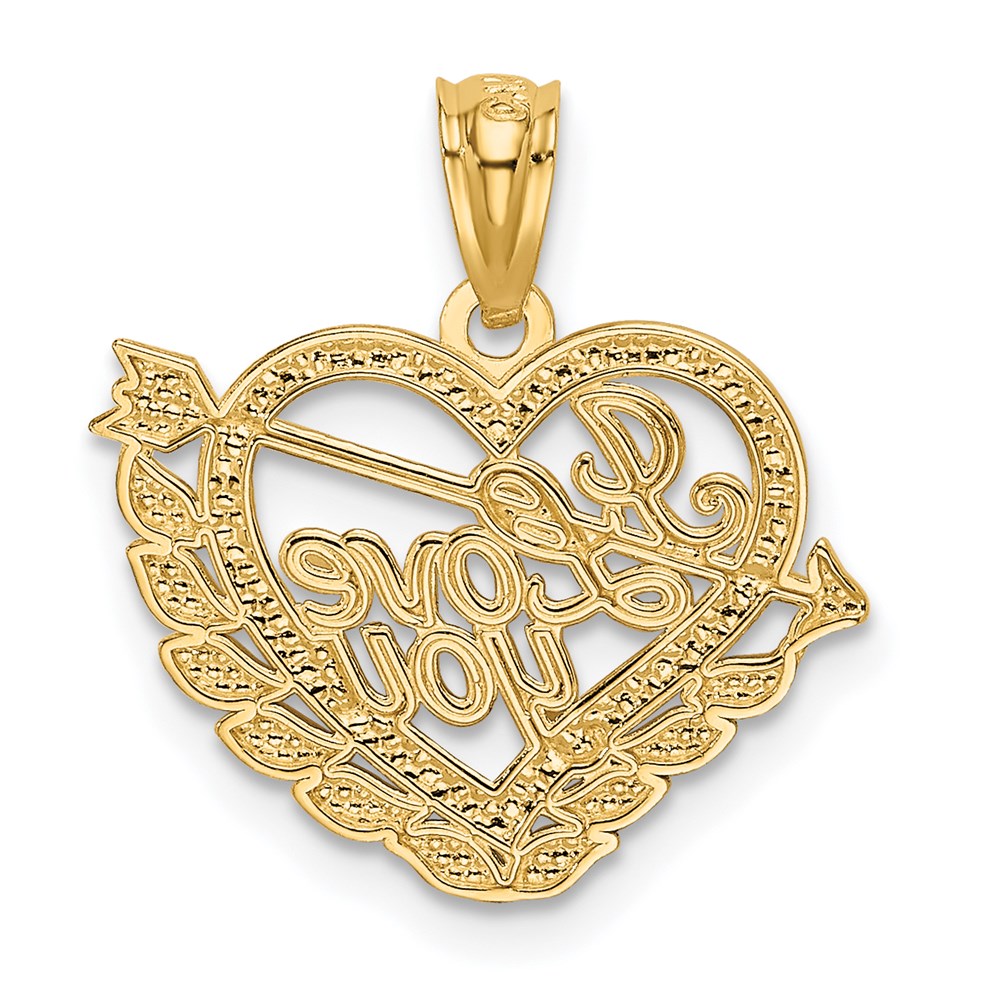 14K Gelb & Rhodium und I Liebe You Herz Anhänger