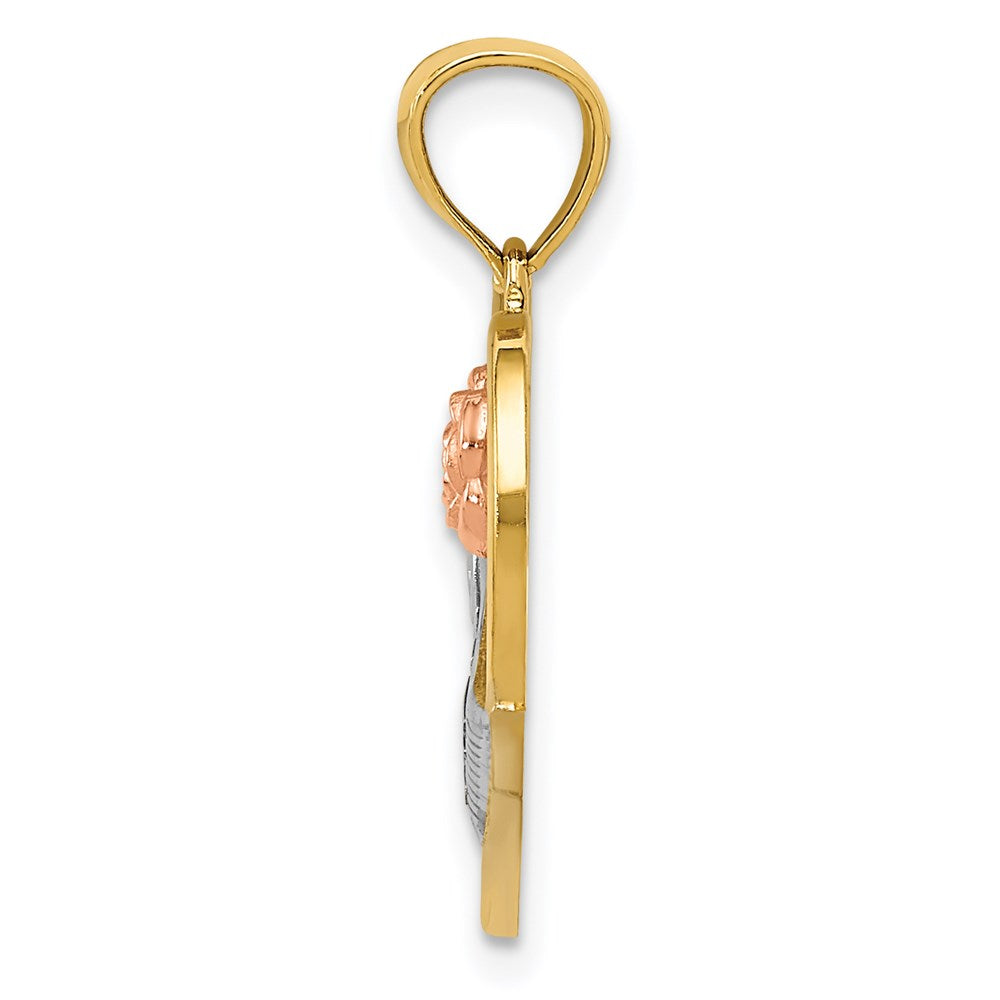 14K Bicolor-Gold und Rhodium LOVE Herz-Anhänger
