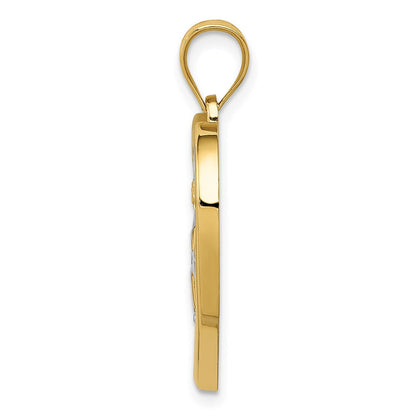 14K Tricolor-Zweifarbiges Gold mit Weißrhodium, Engelsherz-Anhänger