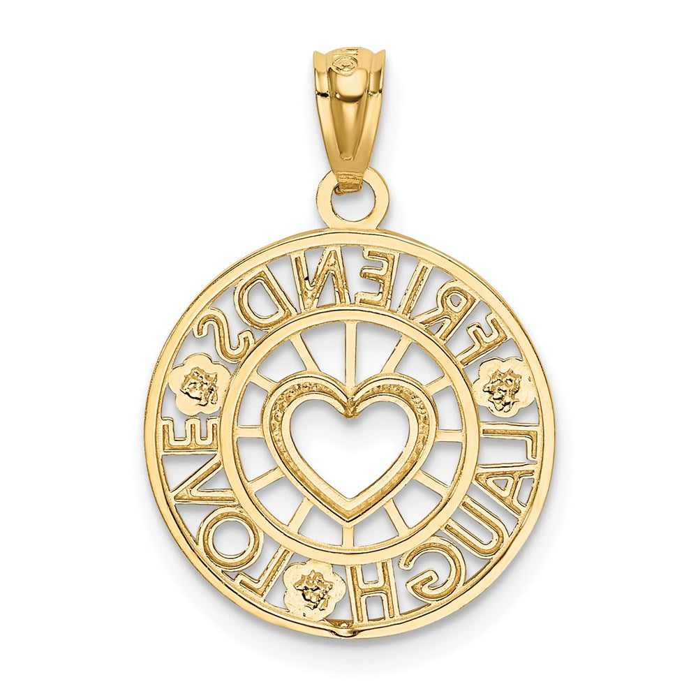 14K Gelb & Rhodium und Friends, Lachen, Liebe Kreis Anhänger