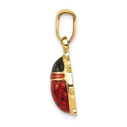 14K Gelbgold Emailliert Marienkäfer Charm