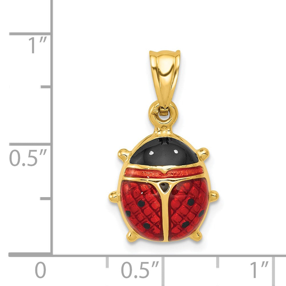 14K Gelbgold Emailliert Marienkäfer Charm