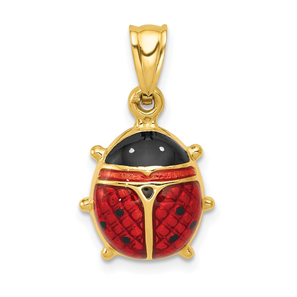 14K Gelbgold Emailliert Marienkäfer Charm