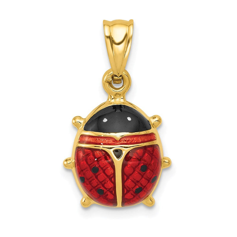 14K Gelbgold Emailliert Marienkäfer Charm