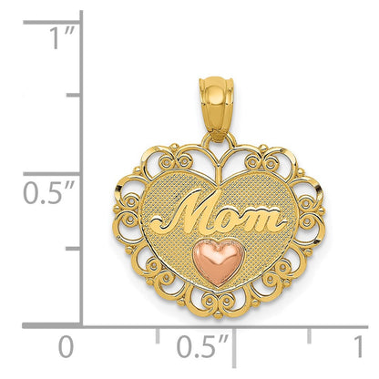 14K Bicolor Mama Herz Anhänger