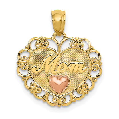 14K Bicolor Mama Herz Anhänger