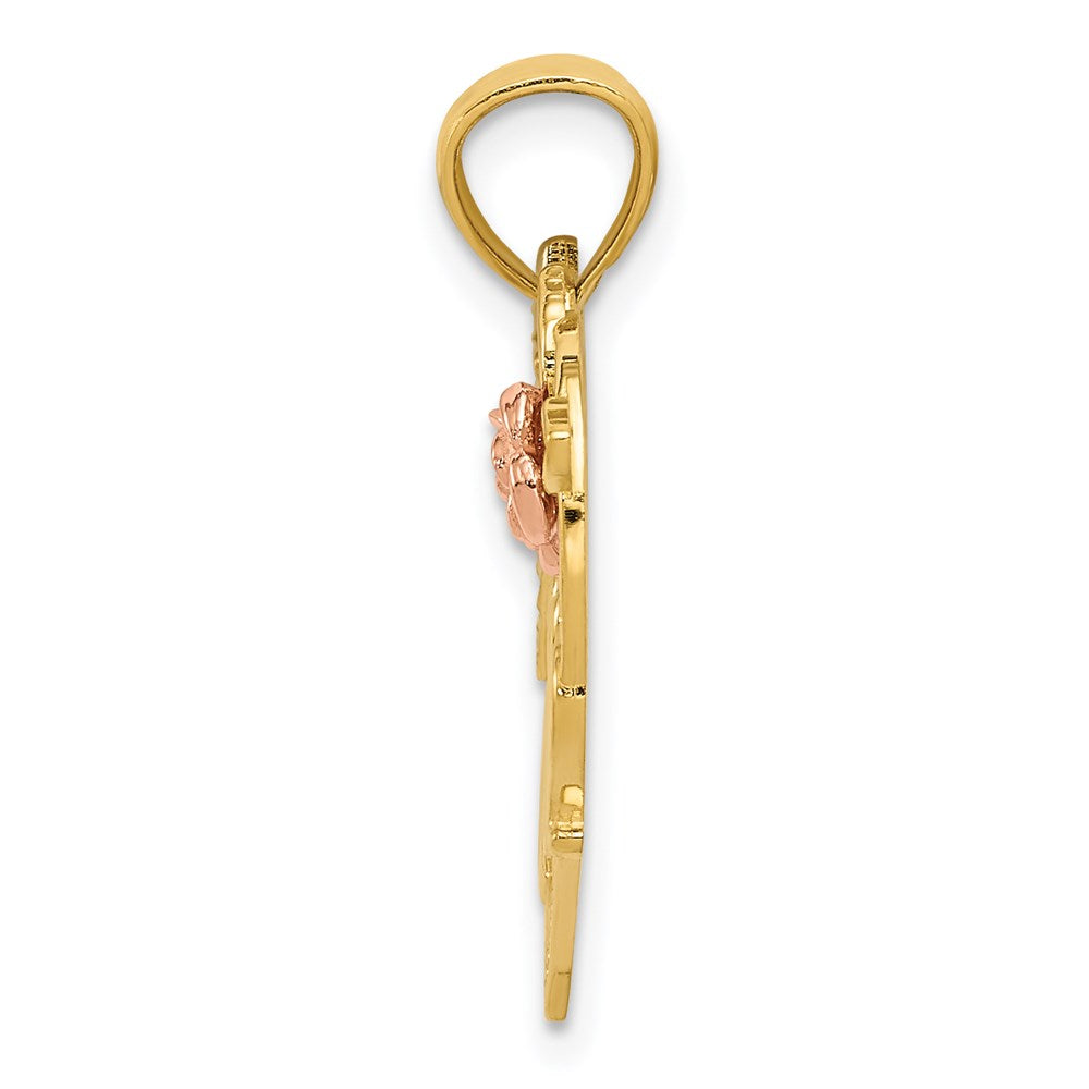 14-Karat Bicolor-Gold mit Weißrhodium „#1 MOM“-Herz-Anhänger