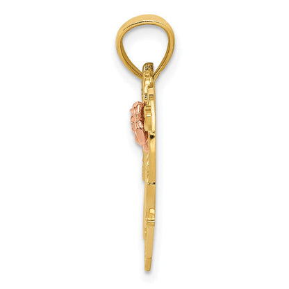 14-Karat Bicolor-Gold mit Weißrhodium „#1 MOM“-Herz-Anhänger