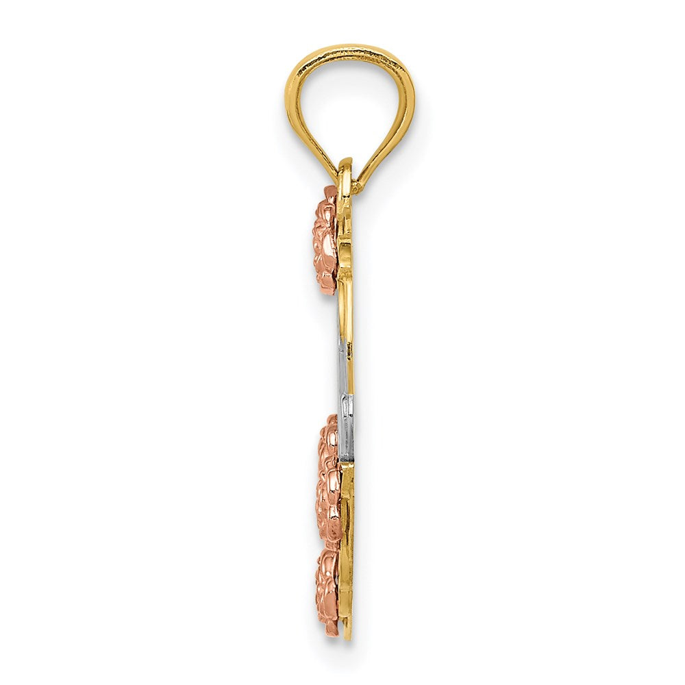 14K Bicolor mit Weiß Rhodium Mama Herz Anhänger