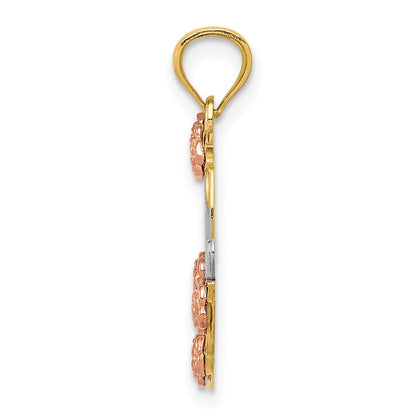 14K Bicolor mit Weiß Rhodium Mama Herz Anhänger