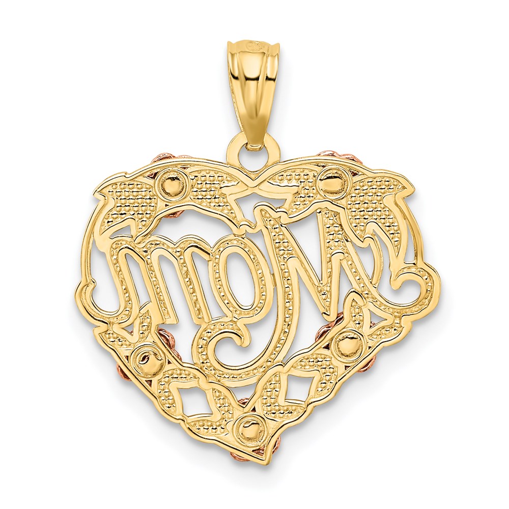 14K Bicolor mit Weiß Rhodium Mama Herz Anhänger