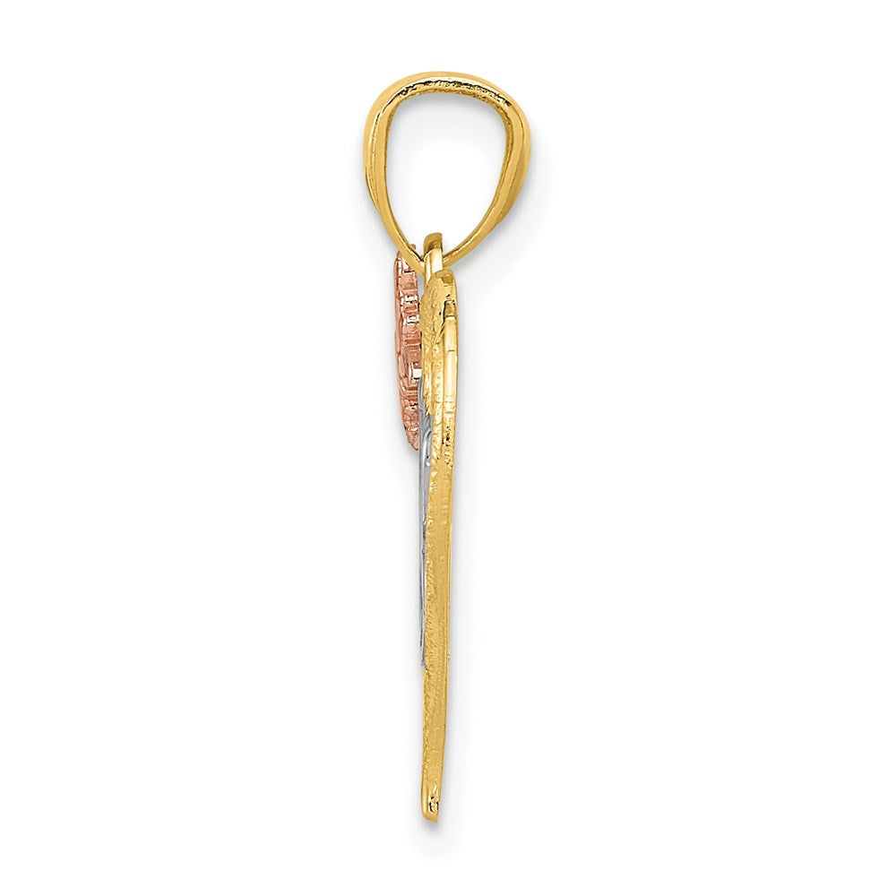 14K Bicolor mit Weiß Rhodium Mama Herz Anhänger