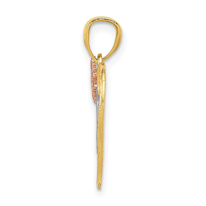 14K Bicolor mit Weiß Rhodium Mama Herz Anhänger