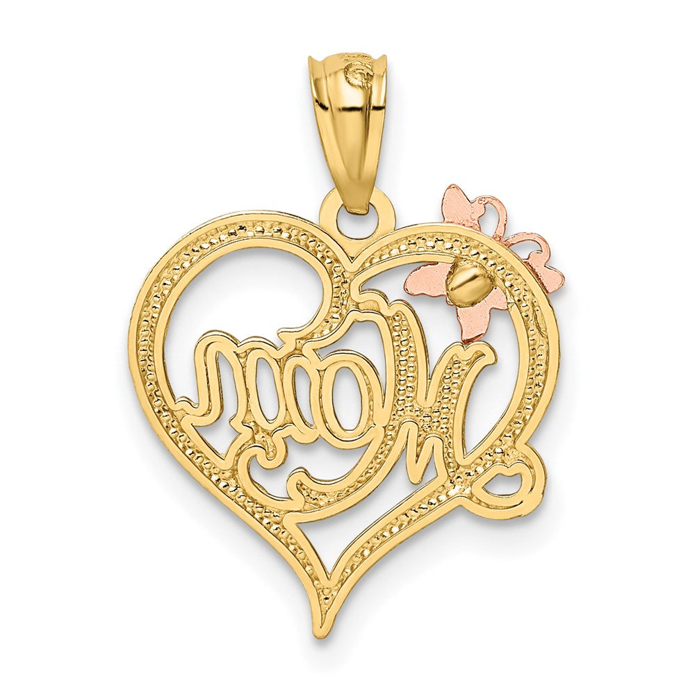 14K Bicolor mit Weiß Rhodium Mama Herz Anhänger