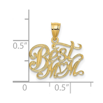 14K Gelbgold Beste Mama Charm