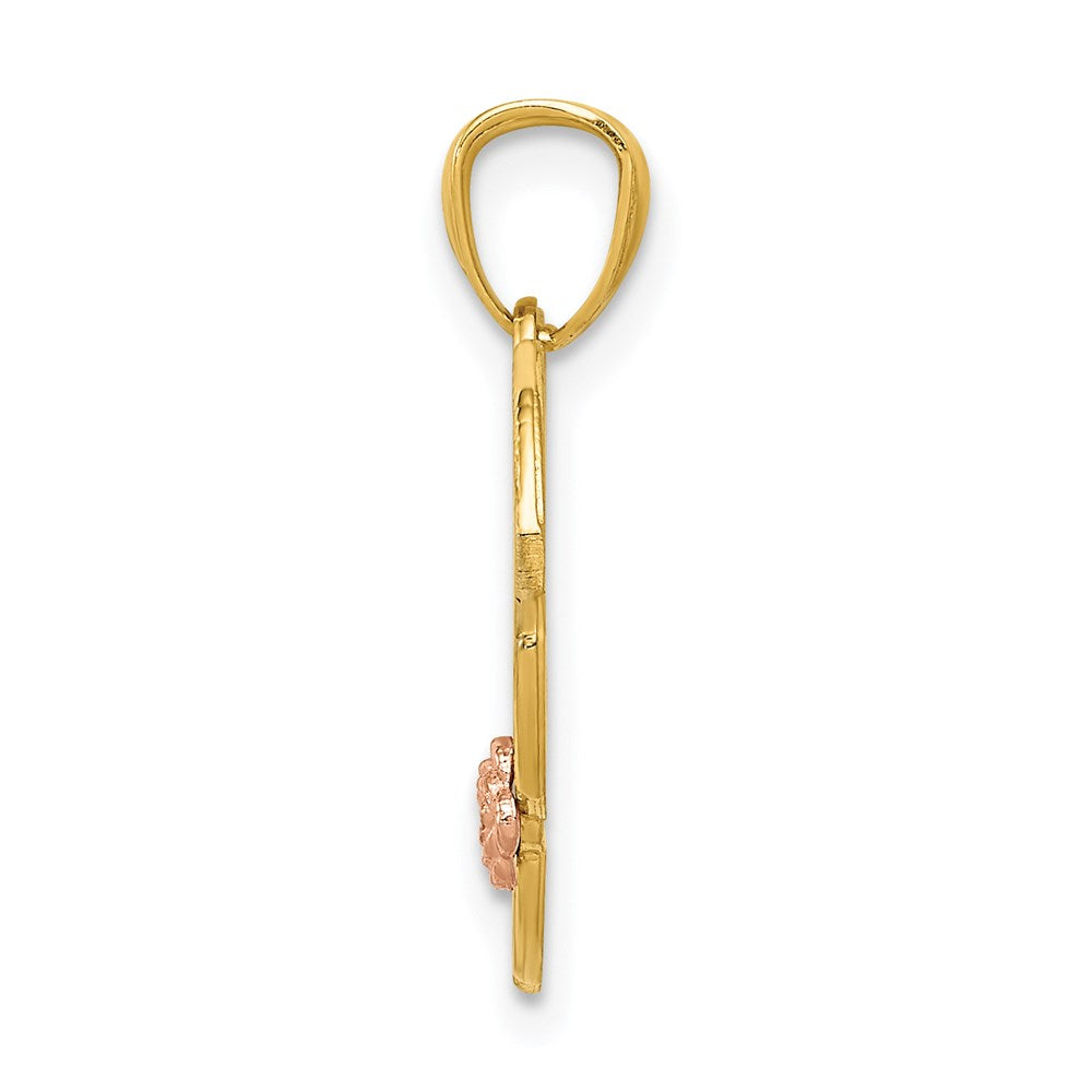 14K Bicolor mit Weiß Rhodium #1 Oma Herz Anhänger