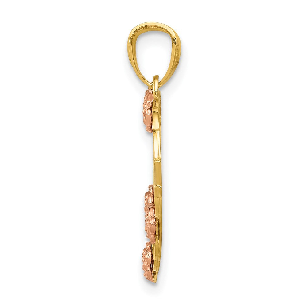 14K Bicolor mit Weiß Rhodium Oma Herz Anhänger