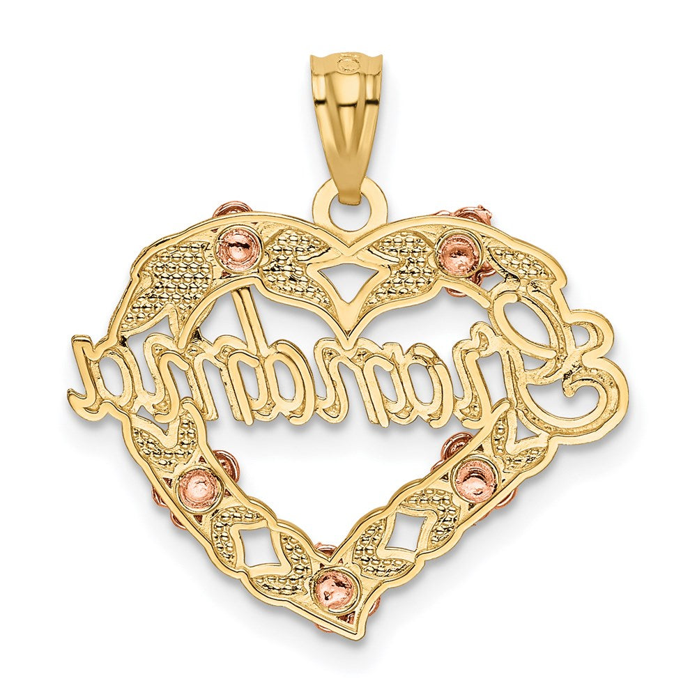 14K Bicolor mit Weiß Rhodium Oma Herz Anhänger