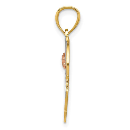 14K Bicolor-Gold (mit Weiß-Rhodium) "#1 GROSSMUTTER" Herz-Anhänger