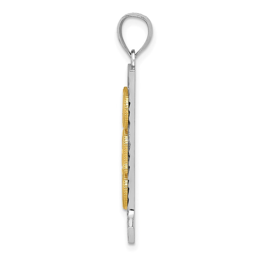 14K Bicolor Gold "#1 DAD" Anhänger, diamantgeschliffen