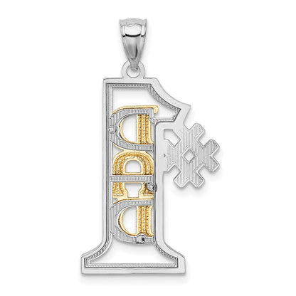 14K Bicolor Gold "#1 DAD" Anhänger, diamantgeschliffen
