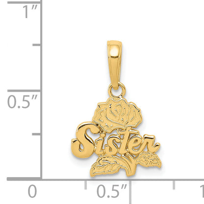 14K Gelbgold Schwester Rose Anhänger